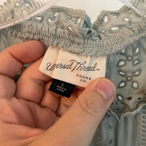 Universal Thread Eyelet Ruffle-neck Blouse - Picture 3 of 5